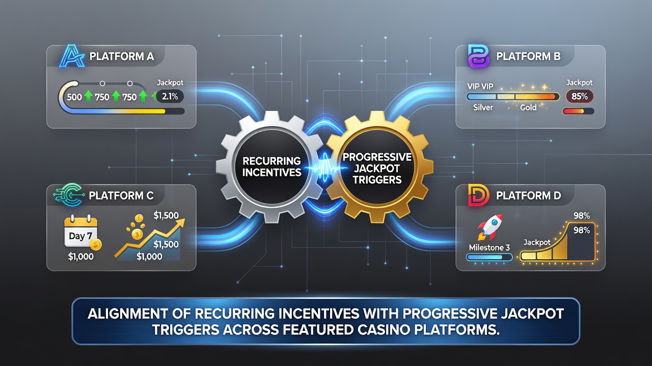Overzicht van casino platforms met focus op jackpot triggers en bonusstructuren