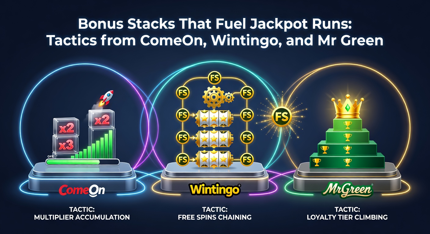 Voorbeeld van een bonusstapelinterface bij Mr Green, met visuals van jackpotmeters en gestapelde icoontjes voor spins en multipliers