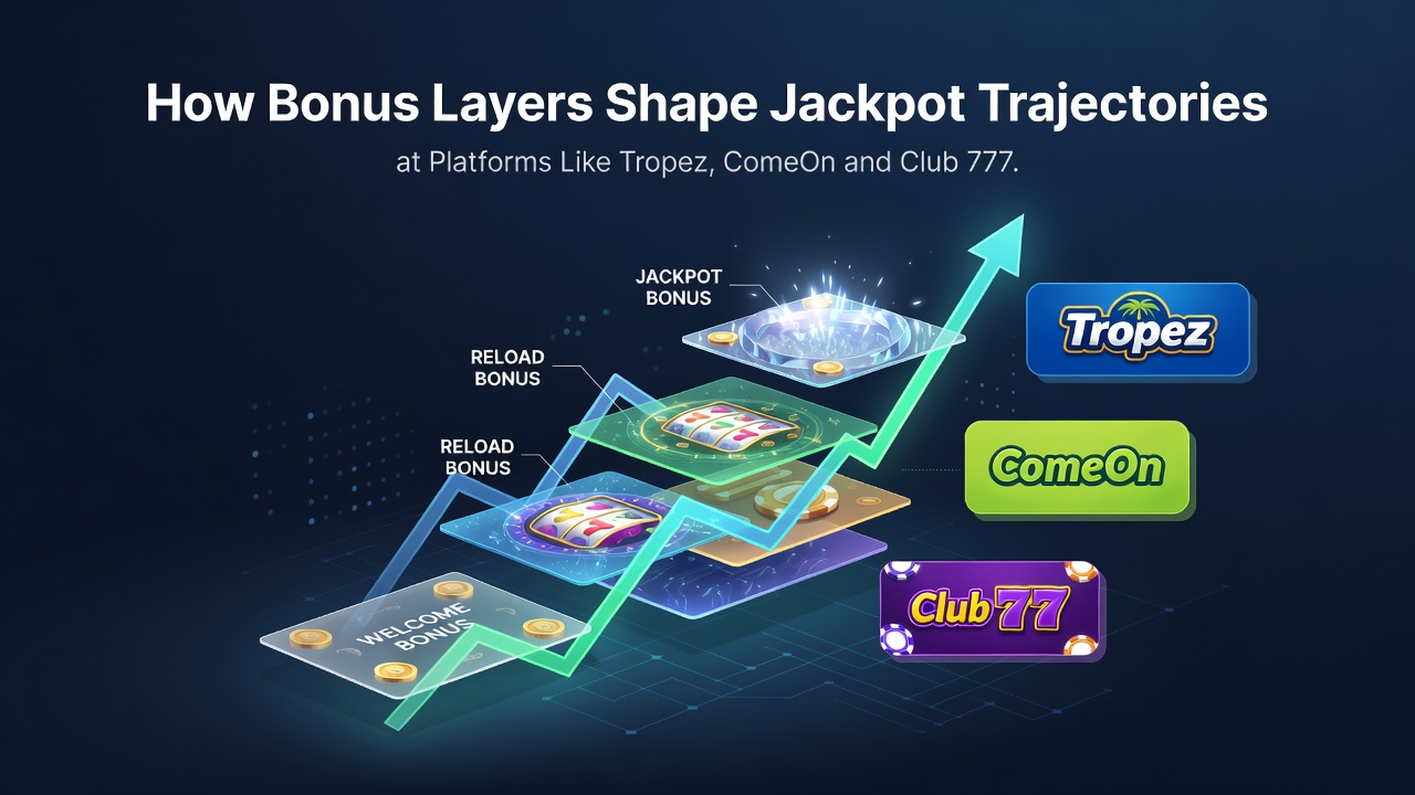 Grafiek die toont hoe bonuslagen jackpot trajecten beïnvloeden over tijd