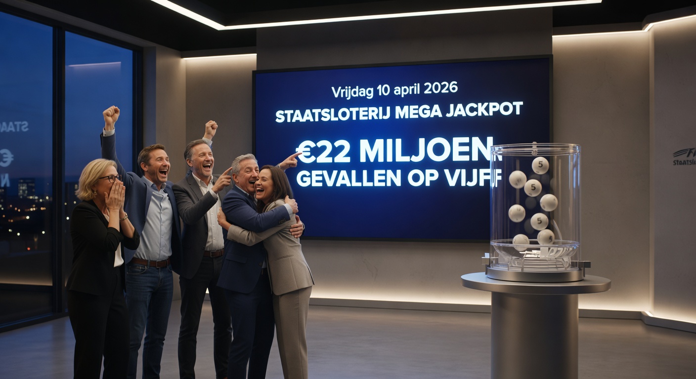 Jackpot teller die oploopt met Lotto ballen en Nederlandse vlag op achtergrond