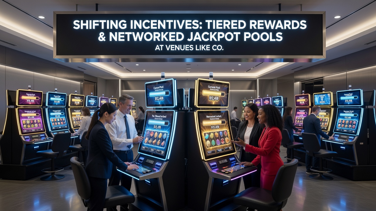 Grafiek die de groei van netwerk-jackpotpools toont naarmate spelers hogere beloningstiers bereiken bij ComeOn, Wintingo en Europa