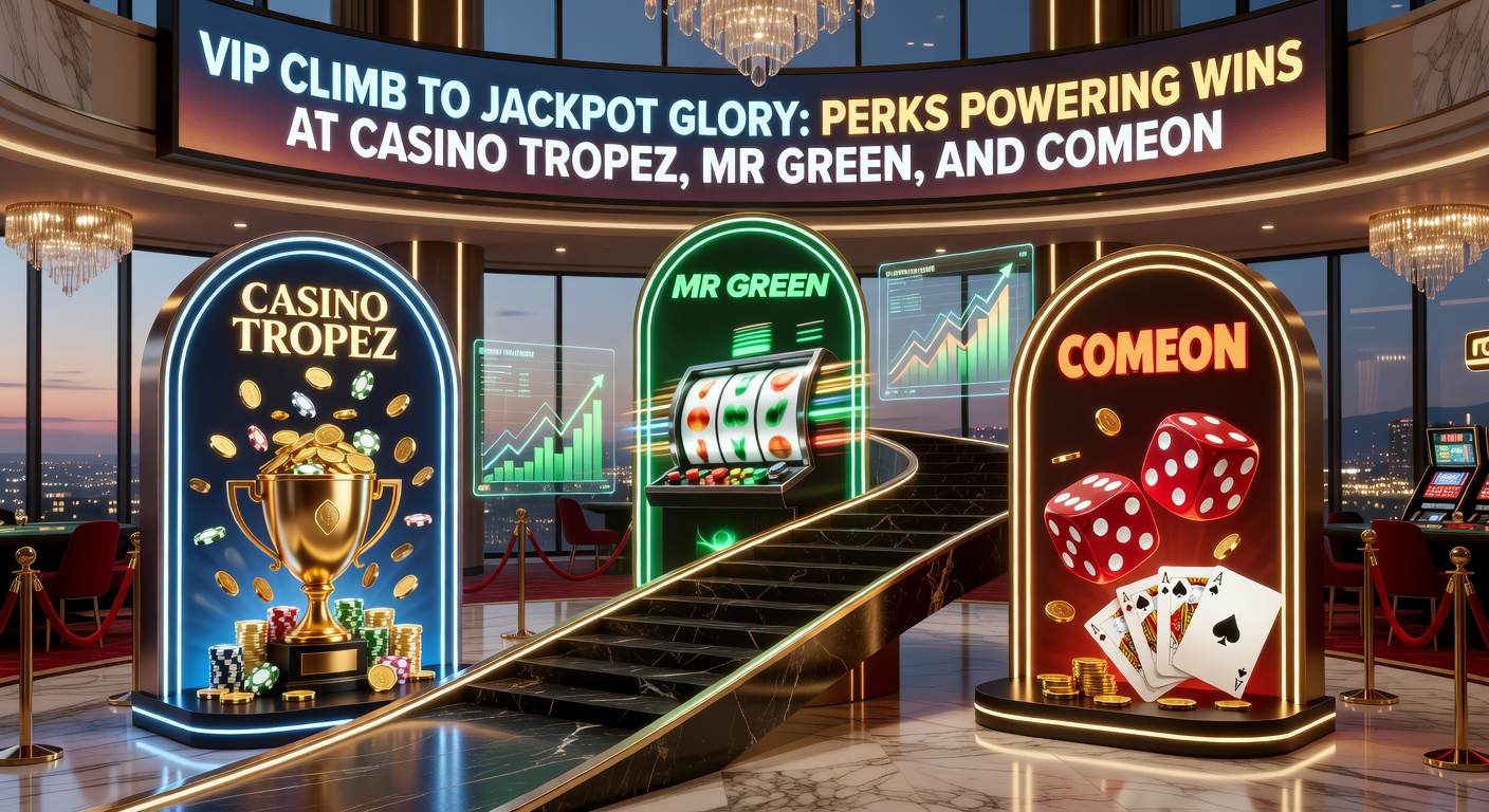 VIP-ladder met jackpotprijzen bij toonaangevende online casino's, symboliserend de klim naar succes